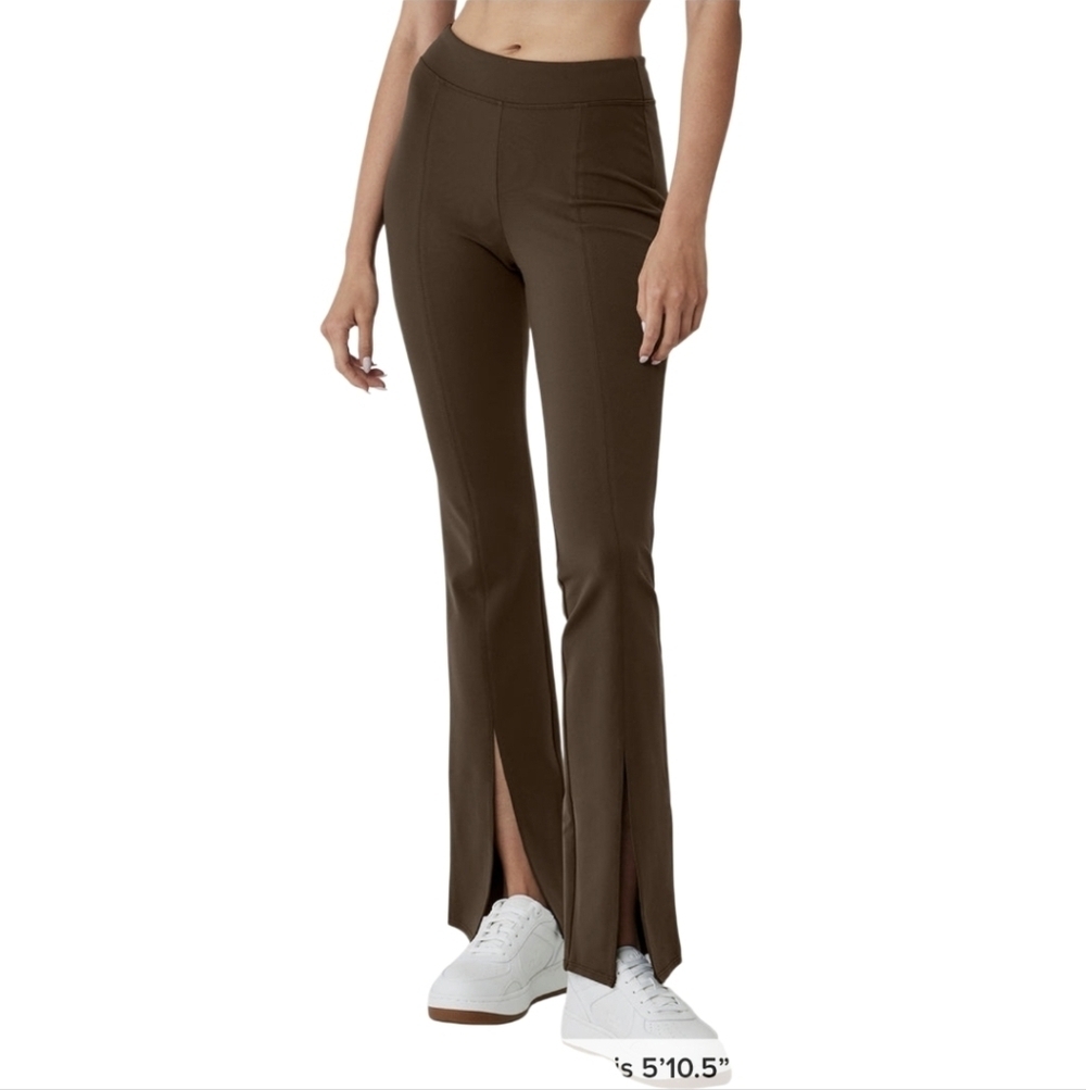 Alo Yoga Brown Airbrush High Waist Size Small Flutter Split Hem Leggings Pants